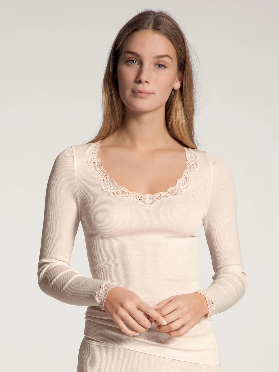 Calida Richesse Lace top lange mouw wol/zijde