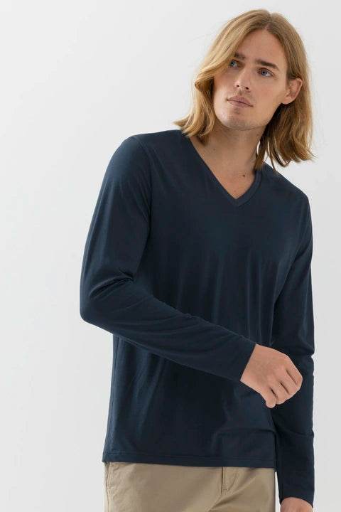 Mey Dry Cotton Colour V-hals T-shirt lange mouw - Elzinga Kousen