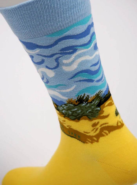 Kunstsokken Korenveld met Cipressen dames en heren sok - Elzinga Kousen