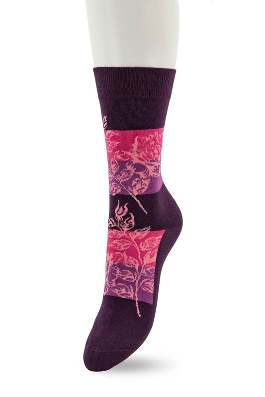Bonnie Doon Flower an Stripes Sock dames sok - Elzinga Kousen