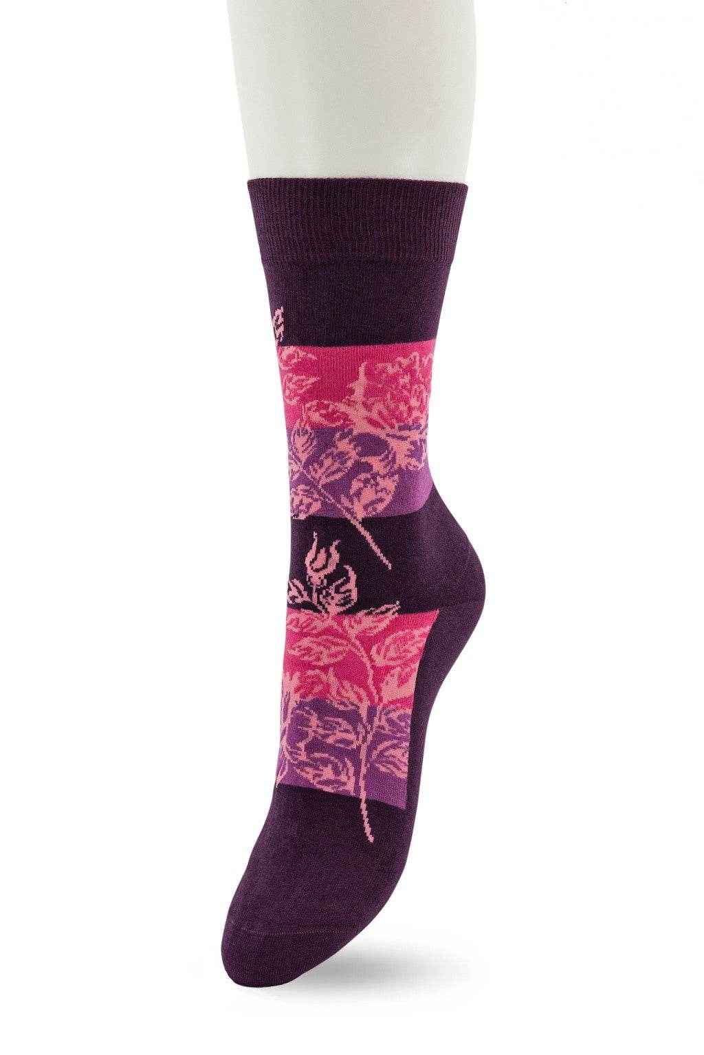 Bonnie Doon Flower an Stripes Sock dames sok - Elzinga Kousen