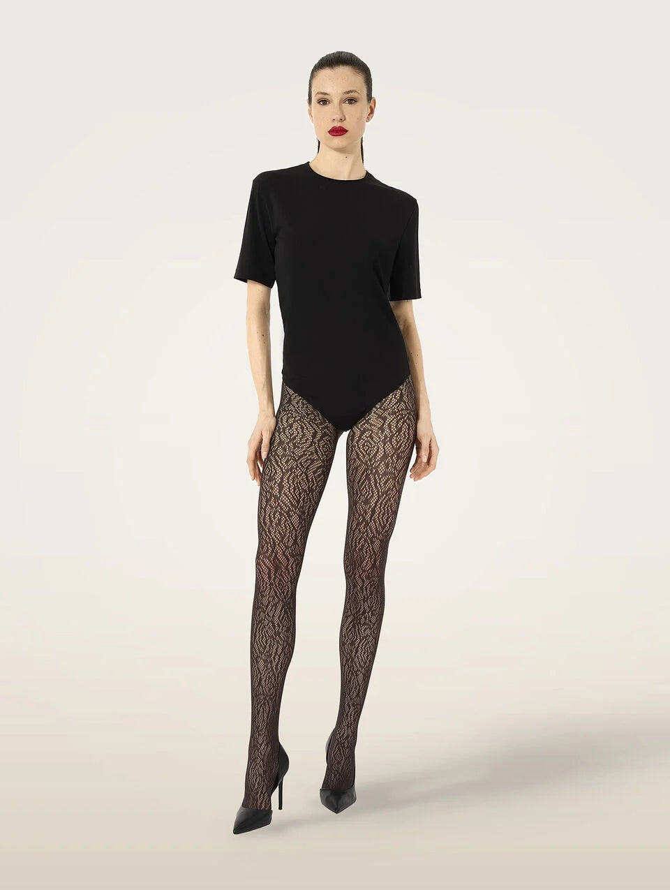 Wolford Rose Lace Effect Tights  | Netpanty met bloemmotief