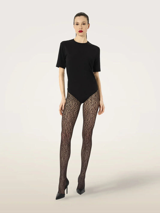 Wolford Rose Lace Effect Tights  | Netpanty met bloemmotief