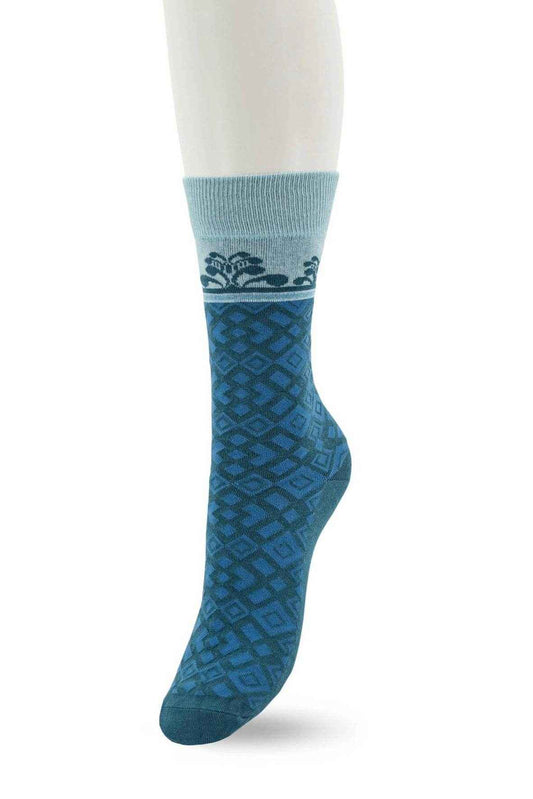 Bonnie Doon Geometric Border Sock - Elzinga Kousen
