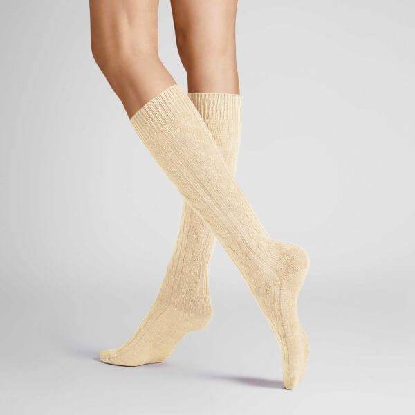 Hudson Winter Plaid Kabel Kniekous Wol - Elzinga Kousen